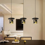 Black Terrazzo Stone LED Pendant Lamp Modern Nordic Hanging Lights