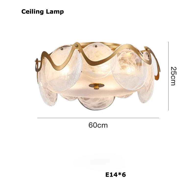 Nordic Gold Iron Pendant Light Disc Chandelier Luxury Glass for Living Room