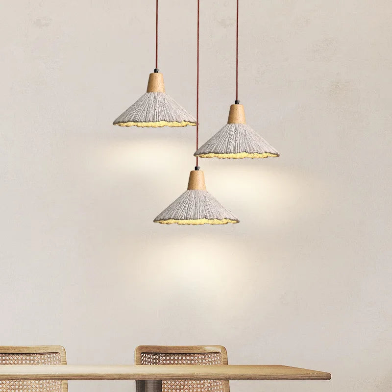 Wood Canopy LED Pendant Lamp: Modern Nordic Style with Adjustable Hanging Lights