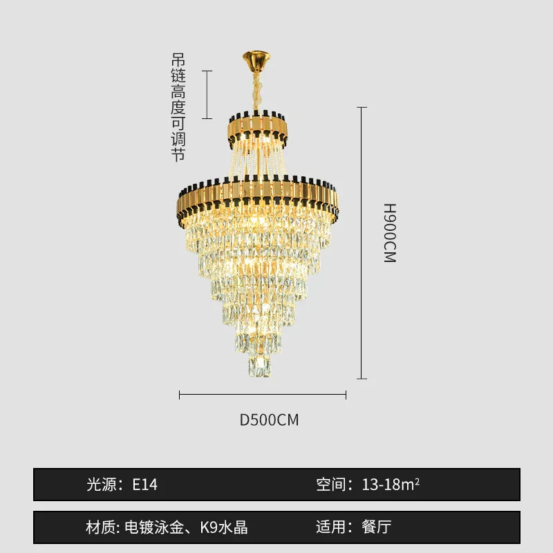 Crystal Chandelier for Duplex Villa Hotel Club Banquet Hall Engineering Lighting