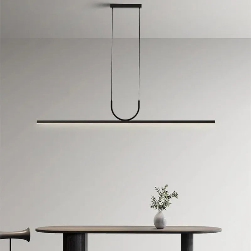 Black LED Ceiling Chandelier for Dining Room Kitchen Island - Modern Hanging Fixture