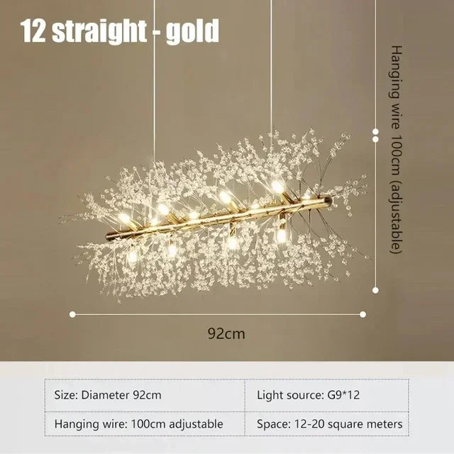 Dandelion Crystal Ceiling Lamp Chandelier for Bedroom Dining Room Kitchen Island
