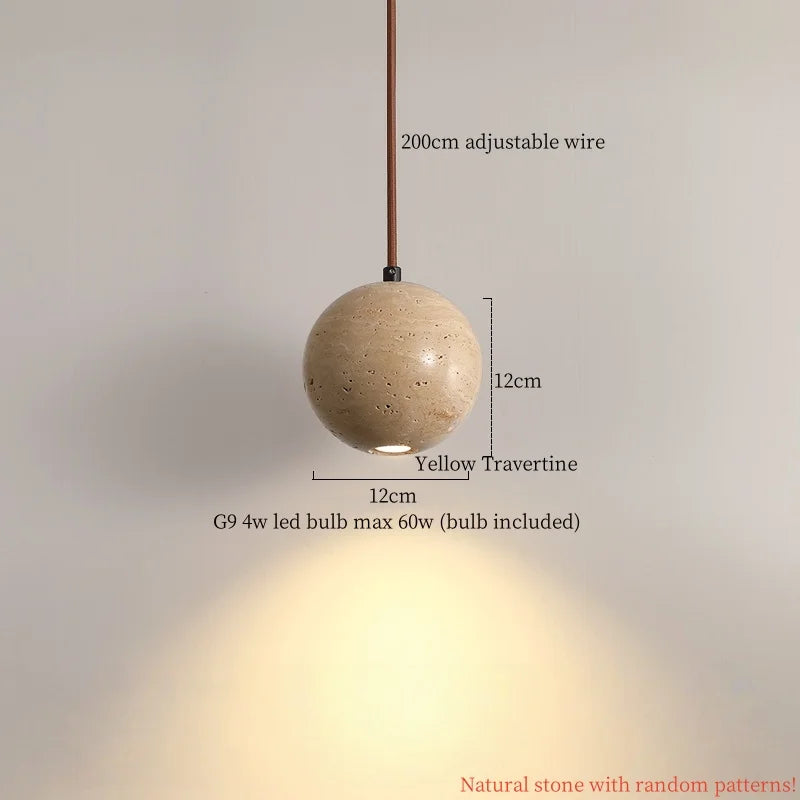 Yellow Travertine LED Pendant Light for Home Decor and Living Spaces