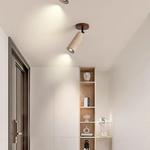 Yellow Travertine LED Ceiling Light with Wood Base Flush Mount Fixture