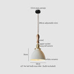 White Ceramic Brass LED Pendant Light - Vintage Japanese Hanglamp