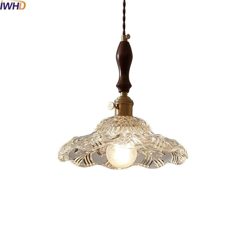 LED Pendant Lamp Elegant Copper Glass Modern Style Hanging Light Fixtures