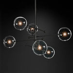 Black Gold Glass LED Chandelier for Living Room Bedroom Restaurant