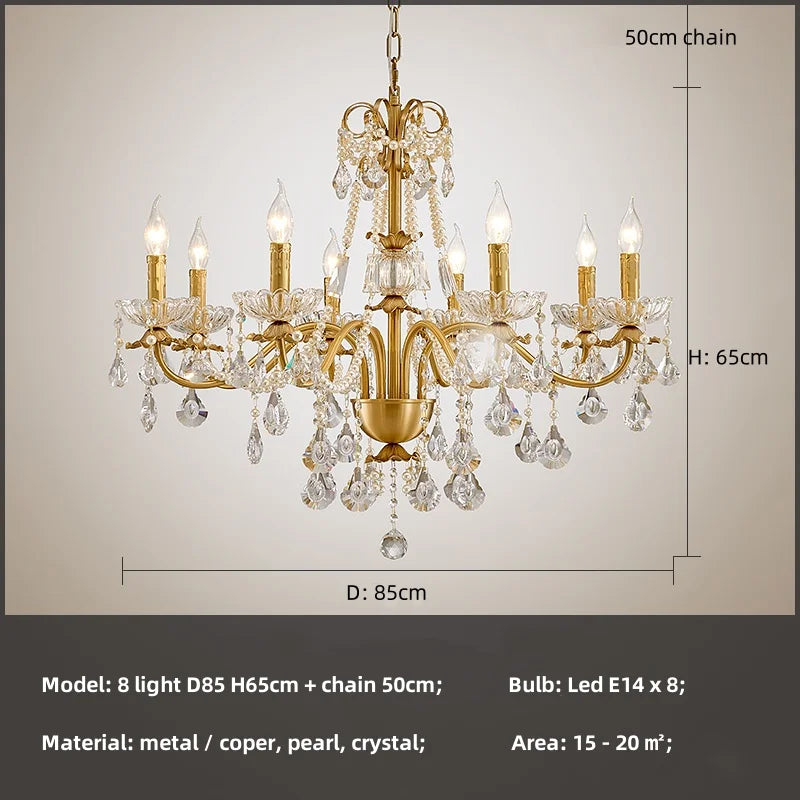 Crystal Pendant Chandelier Foyer Light Luxury Candle Design Led Lamparas