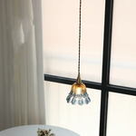 Copper Socket LED Pendant Light with Phenix Glass Shade, Adjustable Hanging Lamp