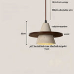 Wabi Sabi LED Pendant Lights Brown Wood Stone Yellow Travertine Hang Lamp