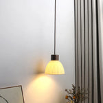 Wood LED Pendant Lamp White Ceramic Ball Hanging Lights