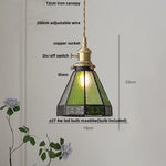 Loft Green Tiffany Glass LED Pendant Lights with Copper Knob Switch