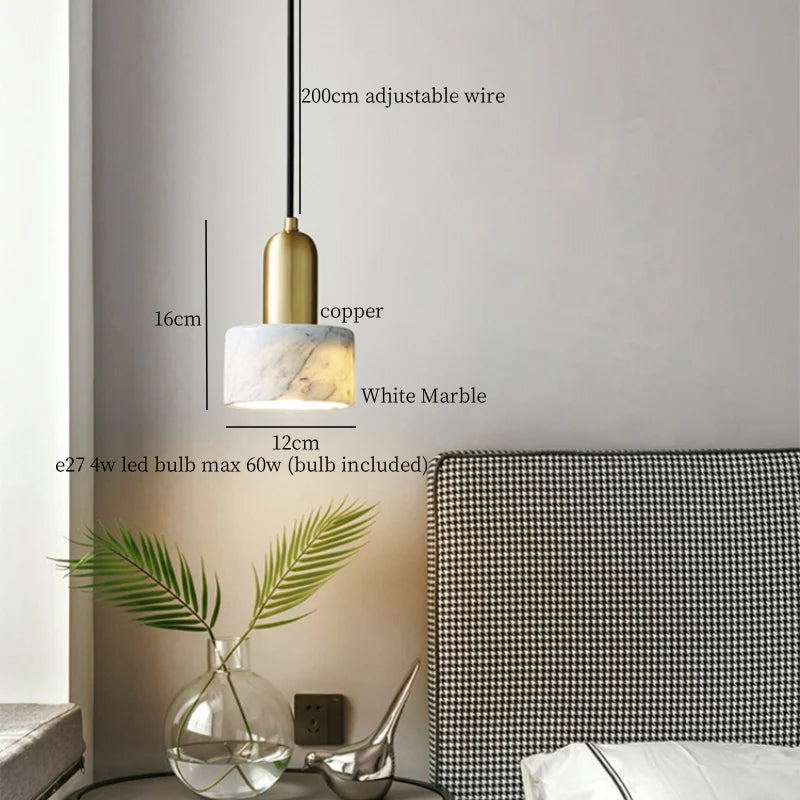 Copper Marble LED Pendant Light for Kitchen Living Room Bedroom Decor