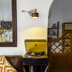 Vintage Iron Wood LED Wall Lamp Swing Arm Aplique Pared