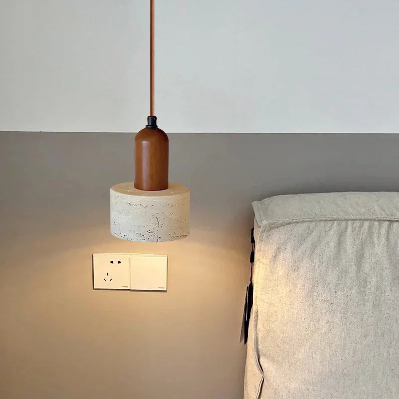 Afralia™ Nordic LED Glass & Wood Pendant Lamp in White & Yellow