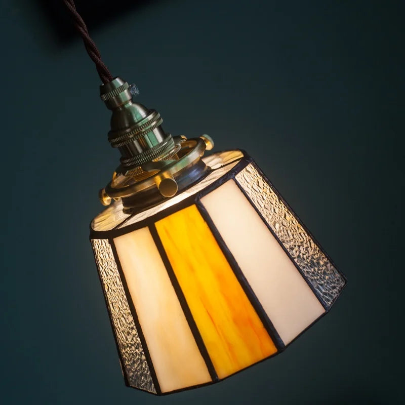 Afralia™ Tiffany Brass Glass LED Pendant Lights for Home and Cafe Decor