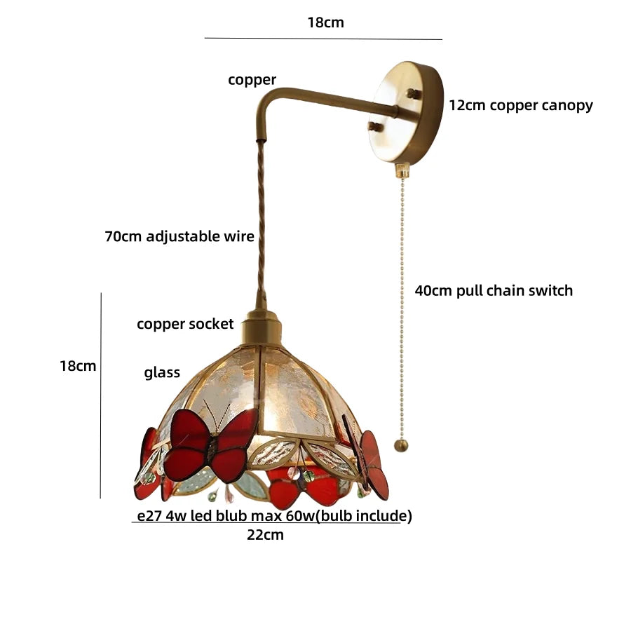 Butterfly Glass LED Wall Lights - Modern Nordic Style Bedside Lamp