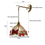 Afralia Tiffany Butterfly Glass Wall Lamp with Adjustable LED Light