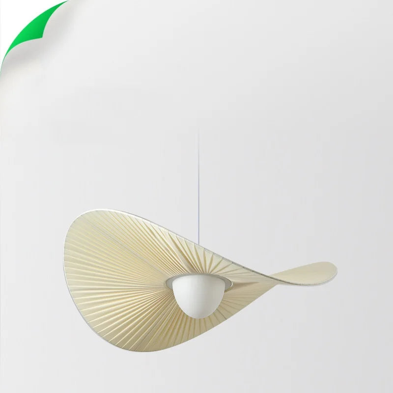 Nordic Beige Pleated Fabric LED Pendant Lights: Stylish Bar Droplight for Dining Room