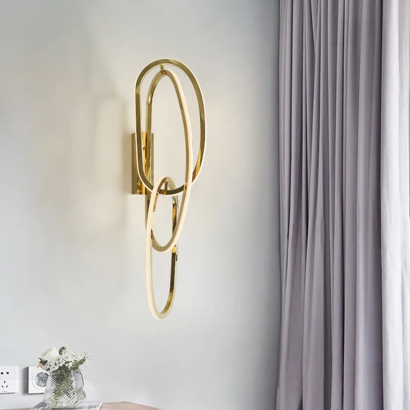 Gold LED Wall Sconce Dimmable Lighting Fixture Polished Steel Modern Luminarias