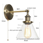 Loft LED Wall Lamp Vintage Pull Chain Switch Iron Bathroom Light