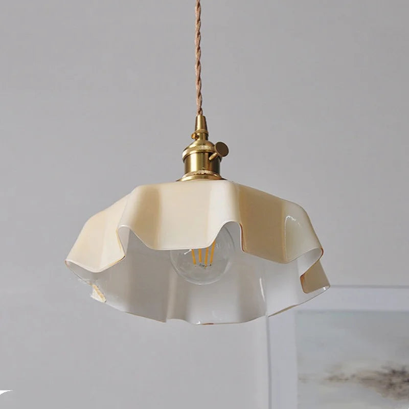 Yellow Glass Wire LED Pendant Light Modern Home Decor Nordic Hanging Lamp