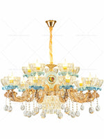 Crystal Chandelier: Chinese Ceramic Living Room Luxe Lighting
