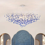 Blue Crystal LED Chandelier: Luxury Classic Pendant Light for Living Room.