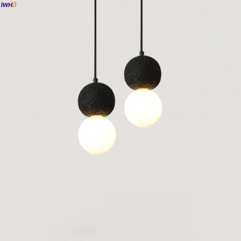 Afralia™ Black Travertine LED Hanging Pendant Light - Nordic Modern Home Decor