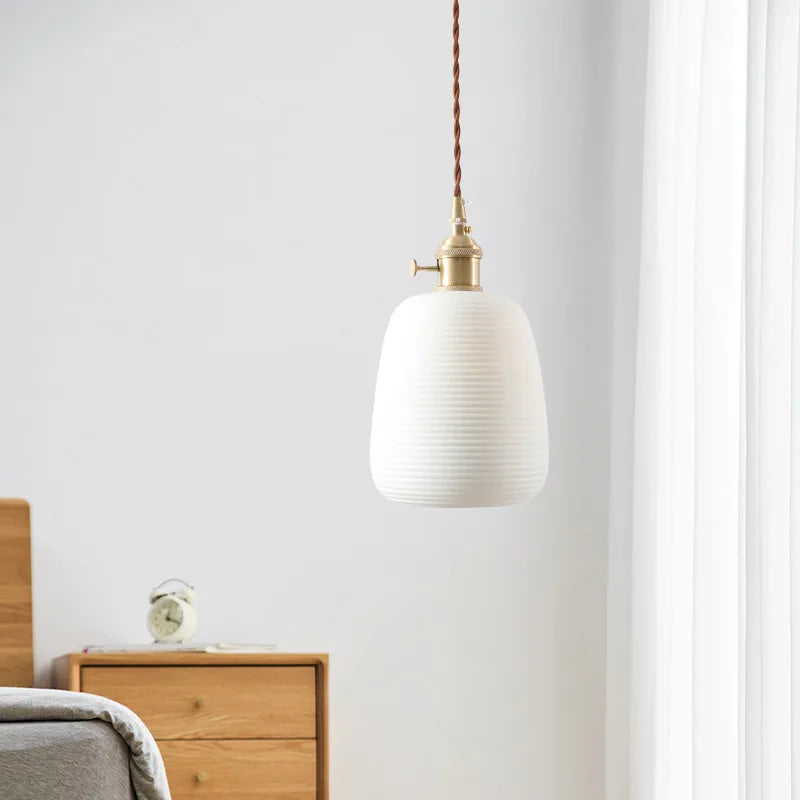 Ceramic LED Hanging Lamp Japenese Style Pendant Lighting for Home Deco