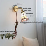Glass LED Wall Light Tiffany Style Sconce, Pull Chain Switch, Colorful Design