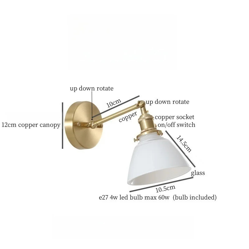 Nordic Glass LED Wall Sconce with Pull Chain Switch for Bedroom and Living Room