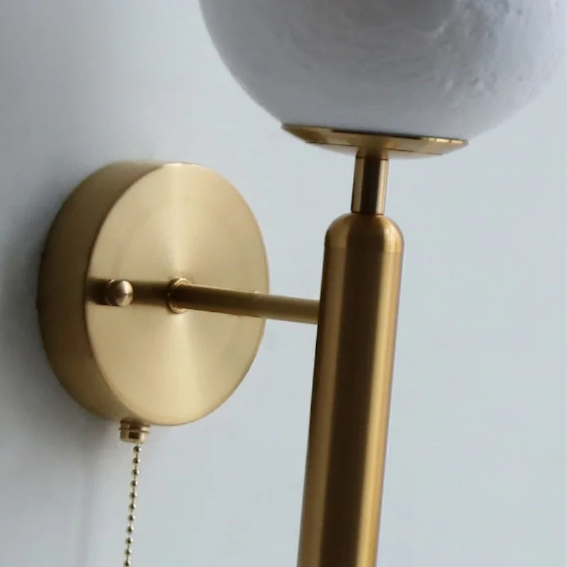 Moon LED Wall Lamp with Pull Chain Switch and Copper Base