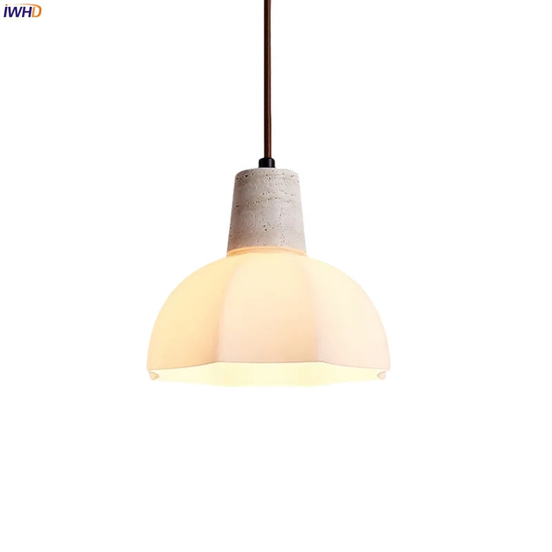 White Glass LED Pendant Lamp for Living Room & Dining Table