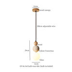 Afralia™ Yellow Travertine Wood Stone LED Pendant Light Fixture Nordic Modern Hanging Lamp