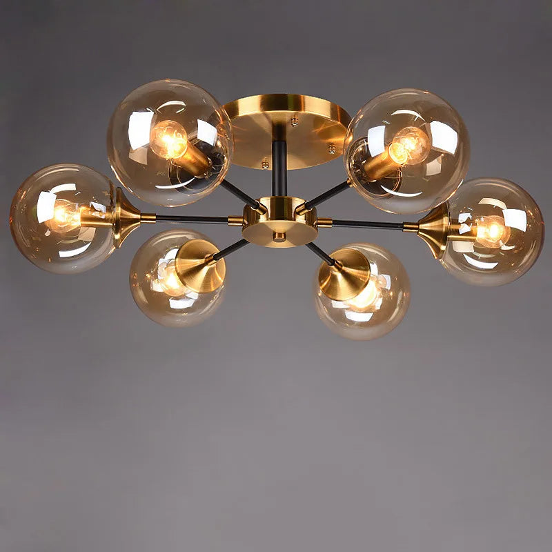 Glass Ball Chandeliers: Scandinavian LED Ceiling Lamps for Living Room & Bedroom
