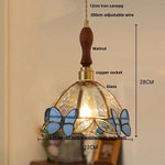 Butterfly Pink LED Pendant Lamp Walnut Wood Glass Nordic Modern Home Decor