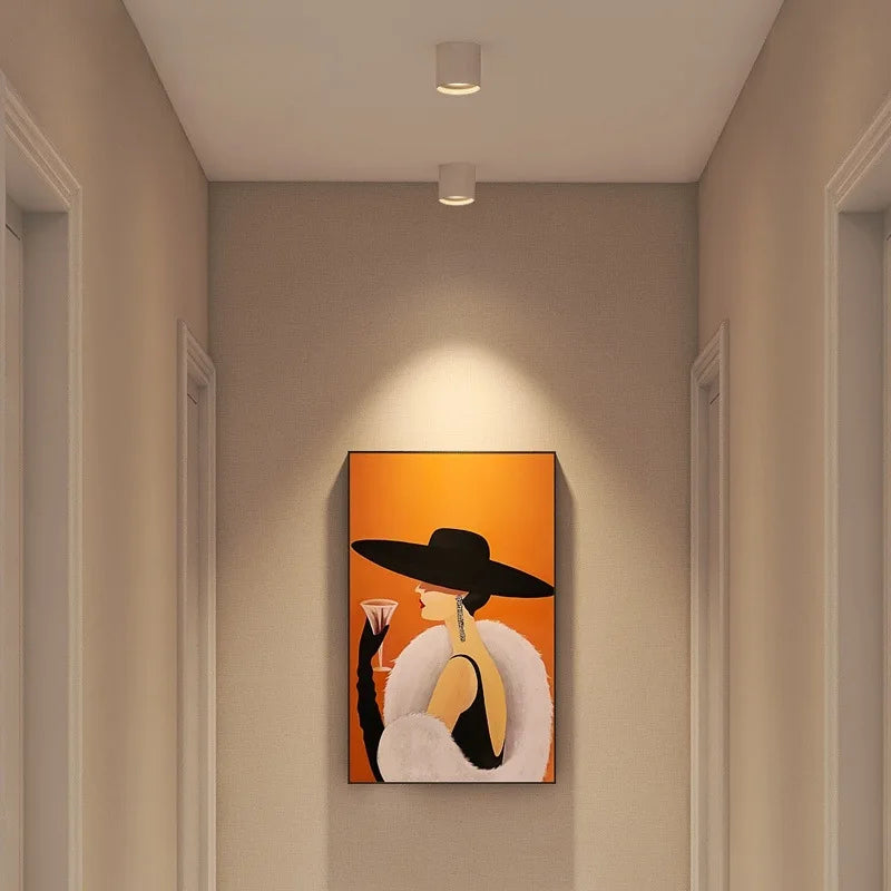 Aluminum Ceiling Lamp: Cylindrical Surface Mounted Downlight with Adjustable Beam Angle