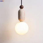 Yellow Travertine Stone Glass LED Pendant Lamp for Children's Room and Living Space