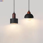 Black Travertine Pendant Light: Nordic Modern LED Hanging Lamp for Living Room & Bedroom