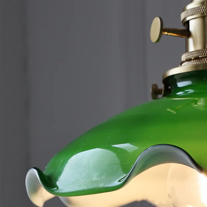 Green Glass Adjustable LED Pendant Lamp - Modern Nordic Hanging Light