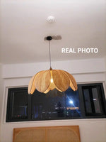 Wabi Sabi Rattan Pendant Lights for Dining Room - Petal Design LED Droplight