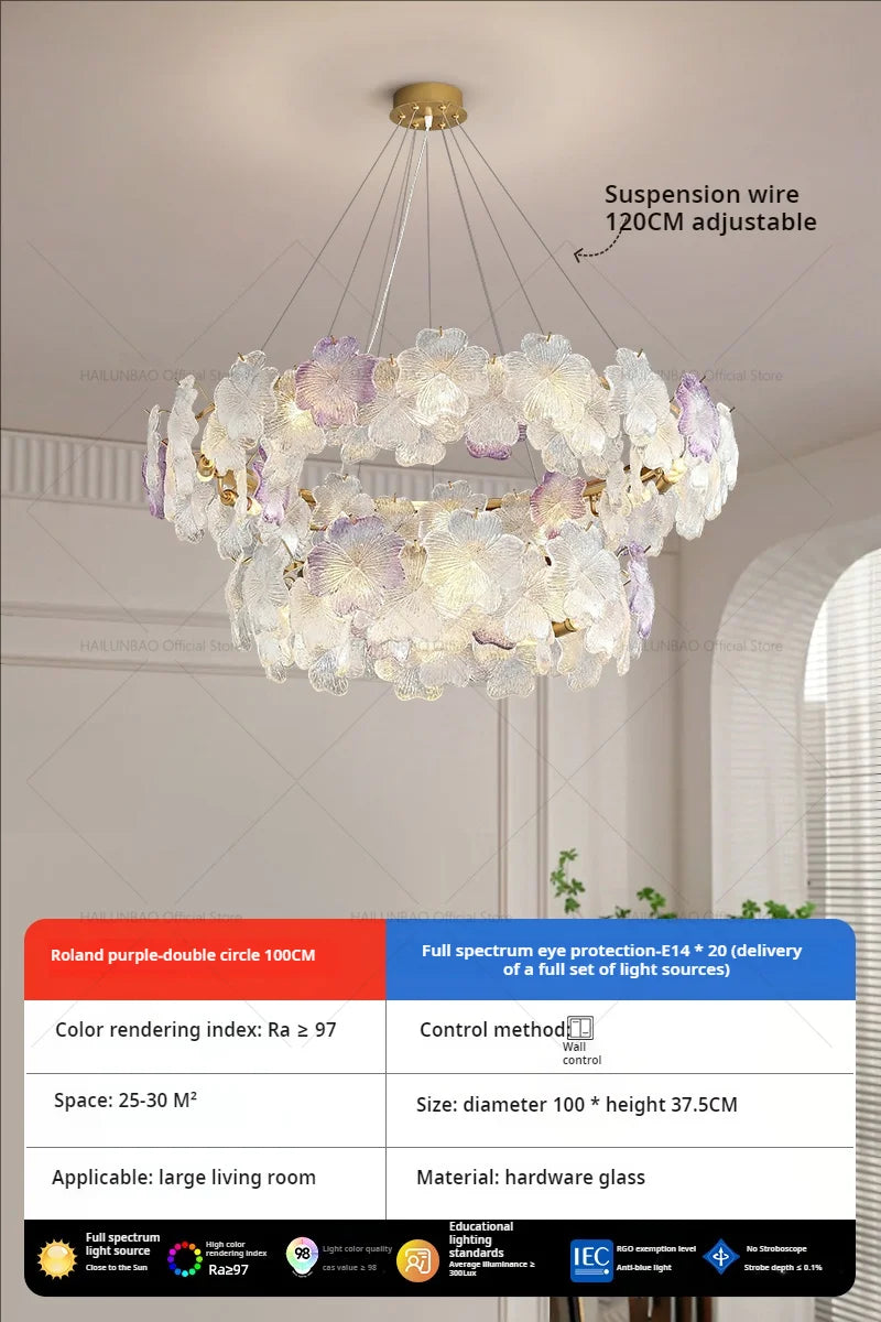 Afralia Petals Crystal Chandelier Light: French Living Room & Dining Room Luxury Lighting