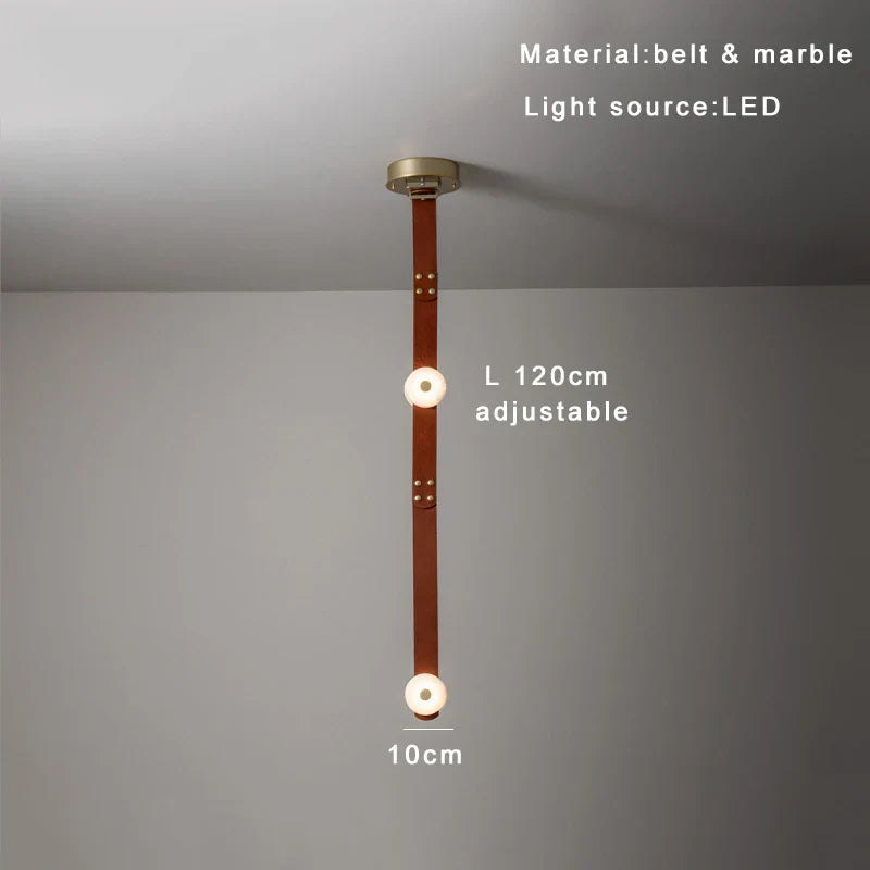 Soft Leather Marble Chandelier: Luxury Dimmable Lighting Fixture for Living Room or Cafe.