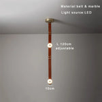 Soft Leather Marble Chandelier: Luxury Dimmable Lighting Fixture for Living Room or Cafe.