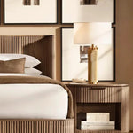 Classic Stone Table Lamp for Bedroom Nightstand and Living Room Decor