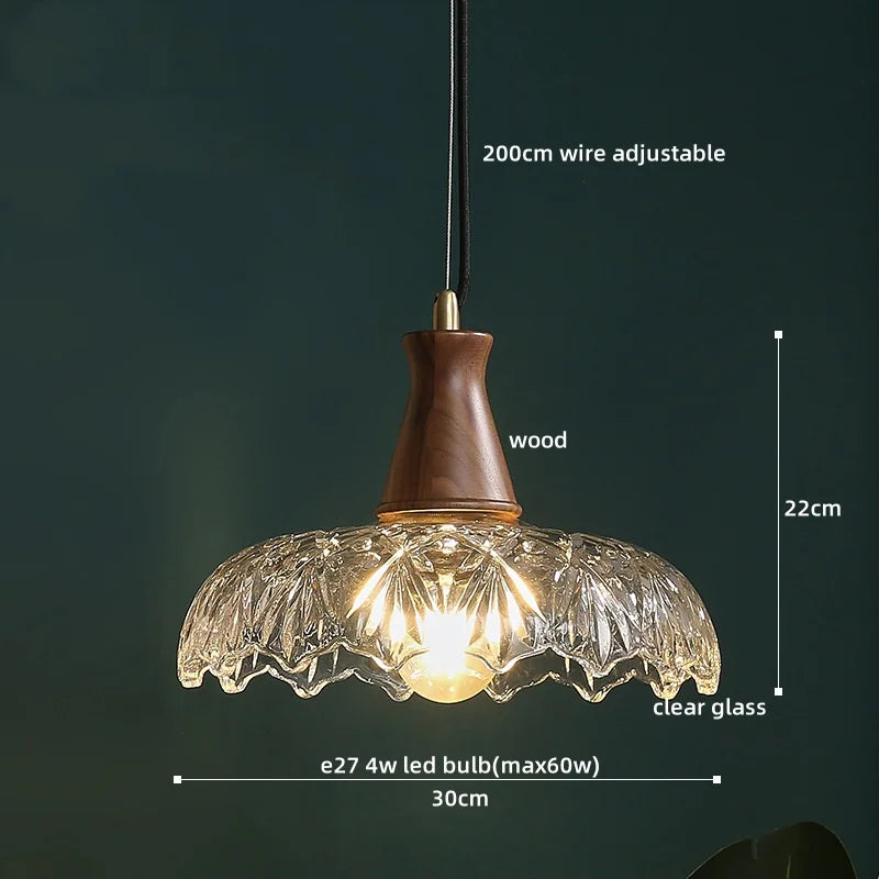 Wood Ceramic LED Pendant Chandelier for Dining Room Bedroom Kitchen Lighting