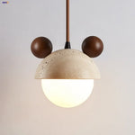 White Glass LED Pendant Light Fixture Nordic Modern Hang Lamp Stone Wood Bar Kitchen