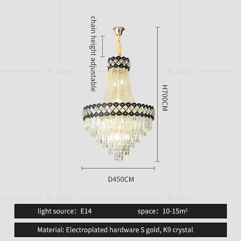 Crystal Chandelier Spiral Staircase Living Room Lamp Texture Design