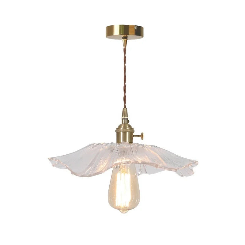 Petal Glass Copper LED Pendant Light- Modern Nordic Design